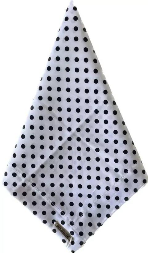 GUARDANAPO POA PRETO GRANDE FUNDO BRANCO ALGODAO 42X42CM