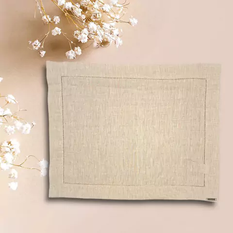 LUGAR AMERICANO 1 FACE CRU C/ AJOUR LINHO PURO 35X45CM