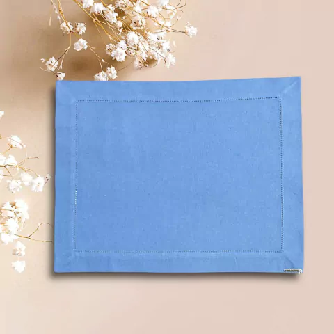 LUGAR AMERICANO 1 FACE AZUL OCEANO COM AJOUR LINHO MISTO 35X45CM