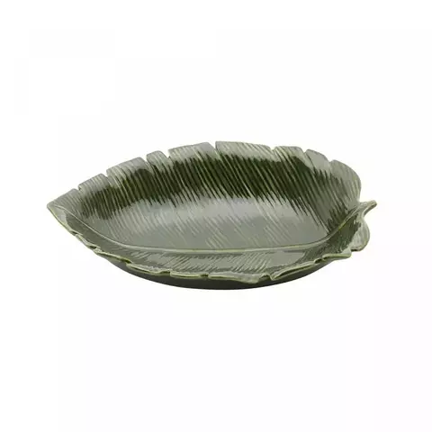 FOLHA DECORATIVA DE CERAMICA BANANA LEAF VERDE 30cm x 20,5cm x 6,5cm