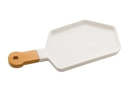 PETISQUEIRA PORCELANA C/CABO BAMBU BRANCO MATT 37X16X2CM