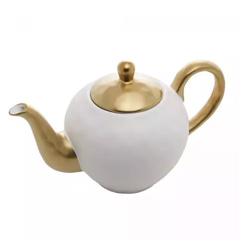 BULE P/CHA DE PORCELANA BRANCO E DOURADO DUBAI 1L