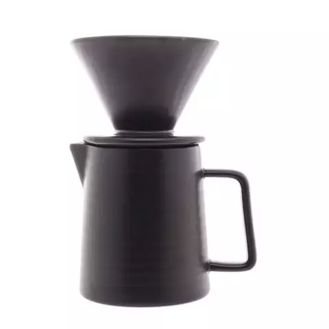 BULE C/SUPORTE P/FILTRO E TAMPA CERAMICA PRETA 600ML