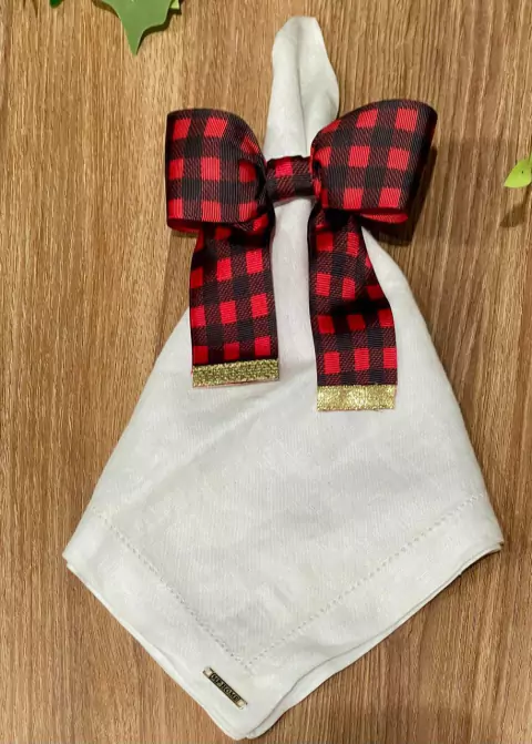 PORTA GUARDANAPO LACO XADREZ VERMELHO/PRETO 38MM