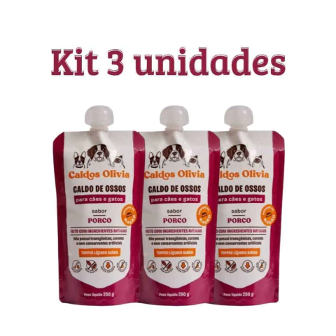 Kit c/3 Caldo de Ossos Olivia - Sabor Porco