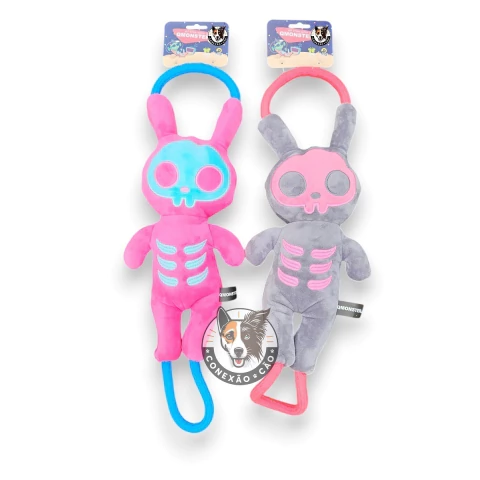 Pelúcia Cabo de Guerra Coelho Esqueleto Qmonster Petta