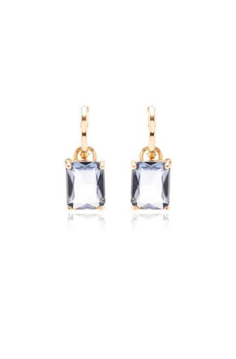 Brinco Argolinha com Cristal London Blue Ear Bling Banho Ouro 18k