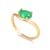 Anel Ondulado Gota Zircônia Verde Banho Ouro 18k