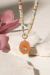Colar Handmade Fio de Sunstone e Oval Jasper Imperial Lb com Cristal Agua Marinha Banho ouro 18k