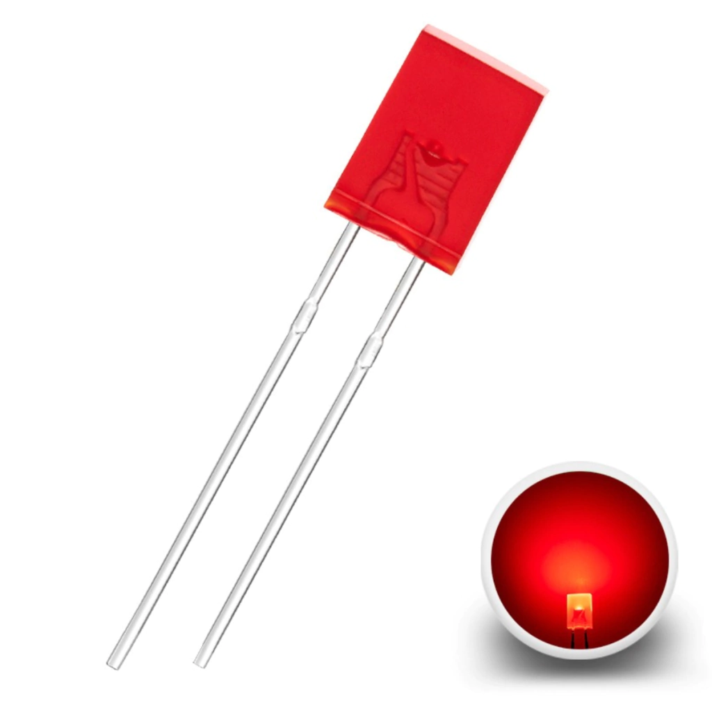 Led 2x5x7mm Difuso - Vermelho (Kit 10 ou 50 unidades.)