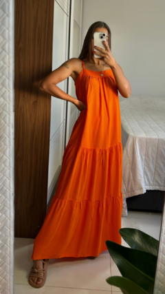 vestido Clarissa Solto com Babado Laranja - comprar online
