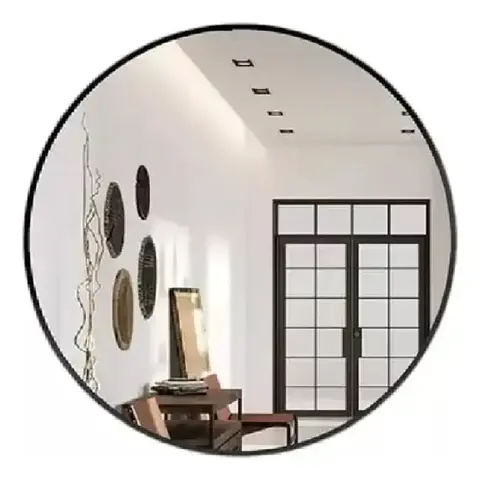 ESPEJO REDONDO BORDE DE GOMA NEGRO DECORATIVO CON GANCHO VARIAS MEDIDAS
