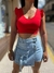 Top rojo crep volado - comprar online