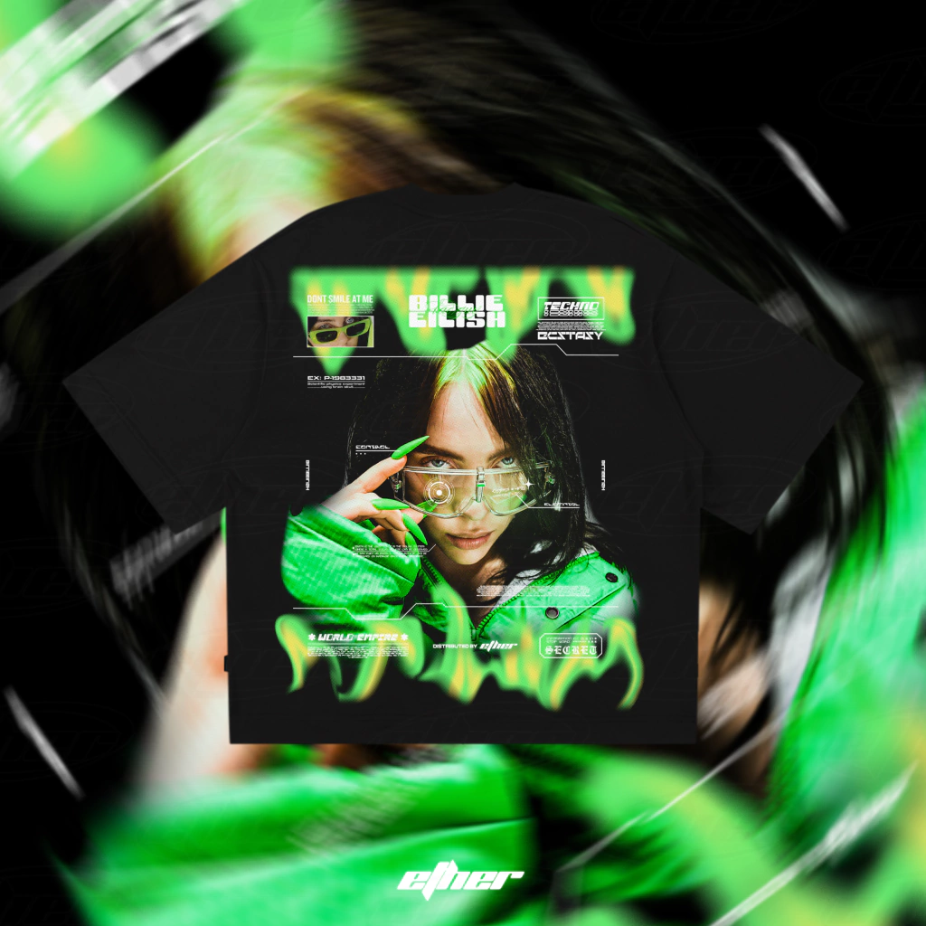 BILLIE EILISH "ACID" OVERSIZE/BOXY TEE - BLACK