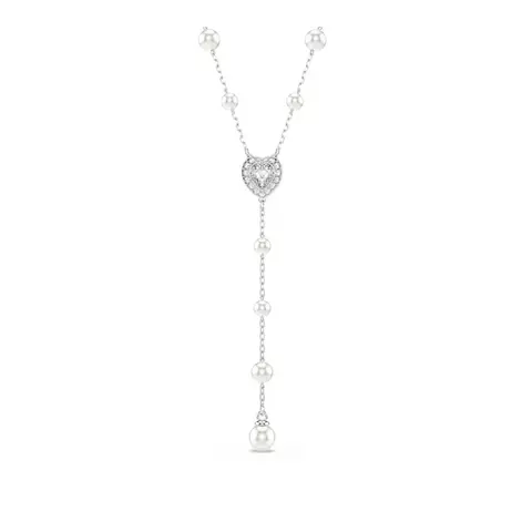 Collar en Y Ariana Grande X Swarovski Tallas Mixtas Corazón Blanco Baño de Rodio