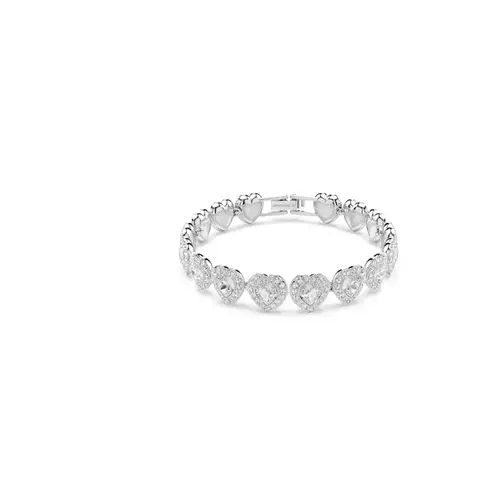 Pulsera Tennis Ariana Grande X Swarovski Tallas Mixtas Corazón Blanca Baño de Rodio
