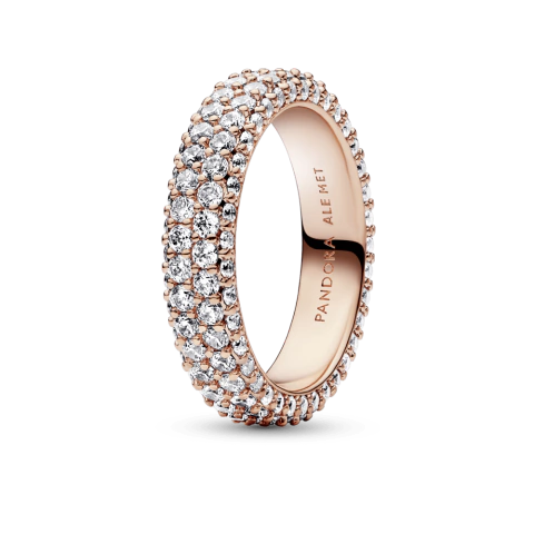 Anillo Hilera de Pavé Doble de Pandora Timeless Recubrimiento en Oro Rosa de 14K