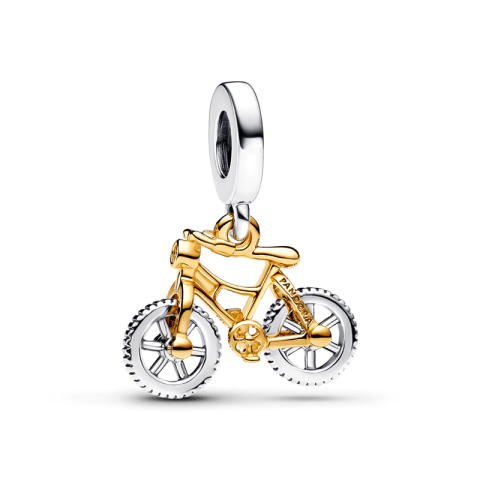 Charm Colgante Ruedas de Bicicleta Girando en Dos Tonos