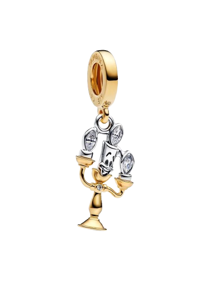 Charm Colgante Lumiere de La Bella y La Bestia de Disney con Recubrimiento en Oro de 14K