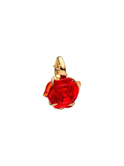 Charm Colgante Rosa Encantada de La Bella y La Bestia de Disney Bañado en Oro de 14K