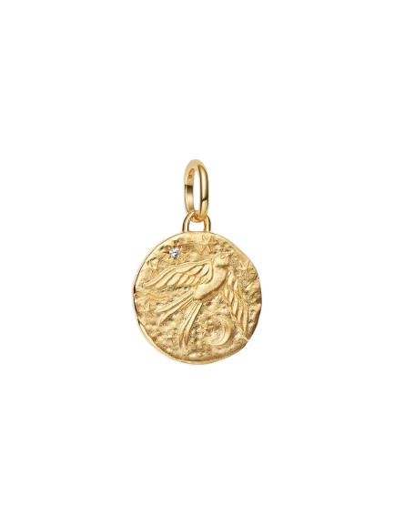 Charm Medallón Golondrina con Recubrimiento en Oro de 14K