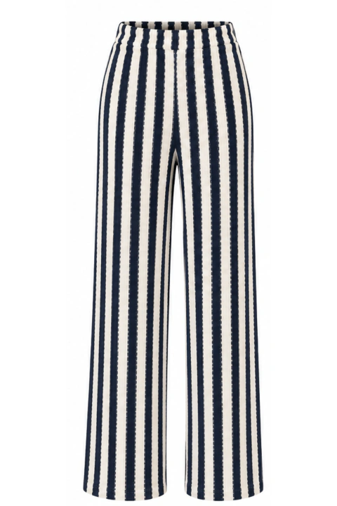 CALÇA TRICOT LISTRAS - MARINHO