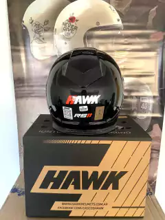 CASCO HAWK RS11 DOBLE VISOR NEGRO BRILLANTE - AFSTORE