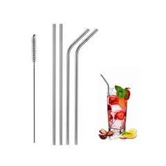 Sorbetes De Acero Pack x4 2 Curvo y 2 Recto Con Cepillo