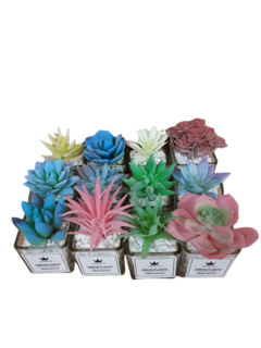 Pack X12 Plantas Artificial en Maceta Vidrio Cactus Suculenta - comprar online