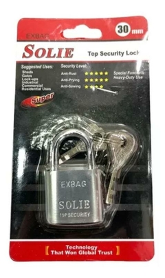 Imagen de Candado Acero 30mm Doble Traba De Seguridad Reforzada