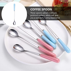 Cucharas Postre Acero Inox X6 Mango Ceramica Colores - AFSTORE