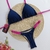 Biquini Marquinha de Fita Fio Duplo Cortininha AZUL MARINHO E ROSA P M G - comprar online