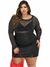 CONJUNTO FEMININO PLUS SIZE SEGUNDA PELE ANIMAL PRINT TRANSPARENTE + SAIA COURO - ANA