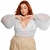 Body Manga Bulfante Lurex Branco Decote Com Brilho - Milla - comprar online