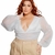 Body Manga Bulfante Lurex Branco Decote Com Brilho - Milla