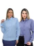 KIT Feminino 2 Peças - Camisa Social Premium Tipo Linho Azul Cobalto e Camisa Social Slim Azul Bebê - Ptrl Jeans | Moda Jeans