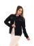 Jaqueta Maxxi Oversized Feminina Jeans Preto com Decoração de Taxas e Ilhos - Ptrl Jeans | Moda Jeans
