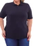 Camisa Polo Feminina Listrada Preta Plus Size - comprar online