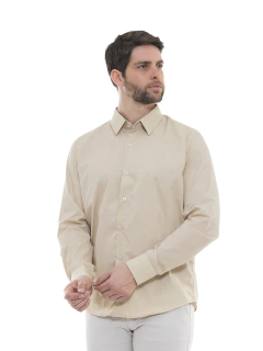 KIT Masculino 2 Peças - Camisa Social Premium Tipo Linho Chumbo e Camisa Social Premium Tipo Linho Bege - comprar online