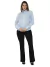 KIT Feminino 2 Peças - Camisa Social Azul bebê Manga Longa com Strass e Calça Flare Jeans Preto Levanta Bumbum
