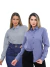 KIT Feminino 2 Peças - Camisa Social Premium Tipo Linho Azul Cobalto e Camisa Social Slim Cinza na internet