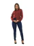 Kit Feminino 2 peças - Calça Feminina Skinny Jeans Escuro e Camisa Social Feminina Slim Vinho