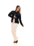 Jaqueta Maxxi Oversized Feminina Jeans Preto com Decoração de Taxas e Ilhos - loja online
