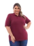 Camisa Polo Feminina Listrada Vinho Plus Size - Ptrl Jeans | Moda Jeans