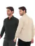 KIT Masculino 2 Peças - Camisa Social Premium Tipo Linho Bege e Camisa Social Slim Preta - Ptrl Jeans | Moda Jeans