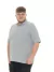 Plus Size Camisa Polo Listrada Cinza Mescla