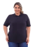 Camisa Polo Feminina Listrada Preta Plus Size