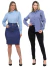 KIT Feminino 2 Peças - Camisa Social Premium Tipo Linho Azul Cobalto e Camisa Social Slim Azul Bebê na internet