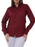 Kit Feminino 2 Peças - Camisa Social Feminina Slim Vinho e Calça Flare Sarja Branca