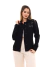 Jaqueta Maxxi Oversized Feminina Jeans Preto com Decoração de Taxas e Ilhos - comprar online